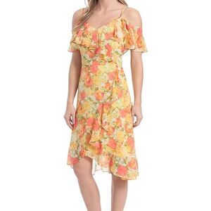 London Times Women's Strappy Off The Shoulder Hi-Low Dress Feminine Coquette  6